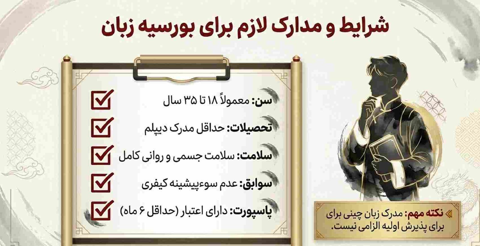 مدارک دریافت بورسیه زبان